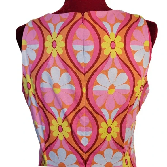 London Times Retro Shift Dress Sz 12
60s Psychedelic Floral Sheath Dress HG4515 - Picture 6 of 10